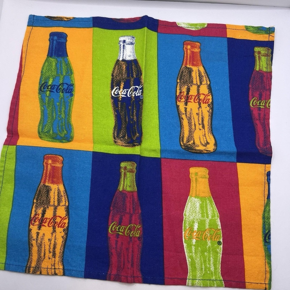 Coca-Cola Pop Art Bottle Print Tea Towel Napkin Official Licensed Product Multi